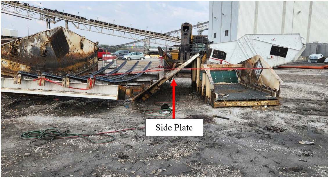 MINE FATALITY – On April 20, 2023, a contract laborer died while removing the side plate off a shaker screen. The unsupported side plate fell over and struck him.
