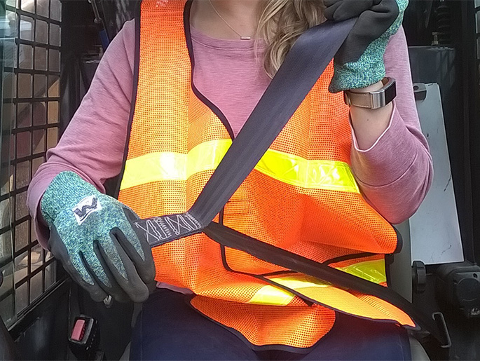 Woman wearing seat belt