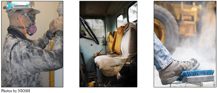 scenes demonstrating areas containing respirable dust and silica