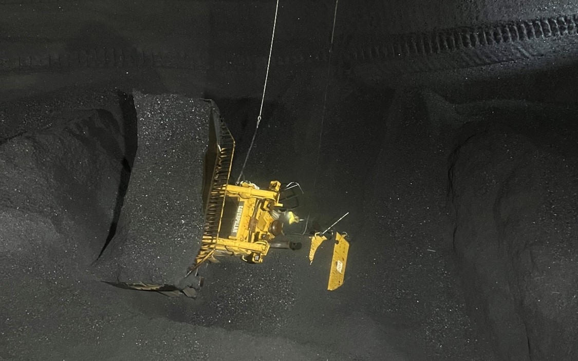Accident scene where a bulldozer fell into a void above a feeder. 