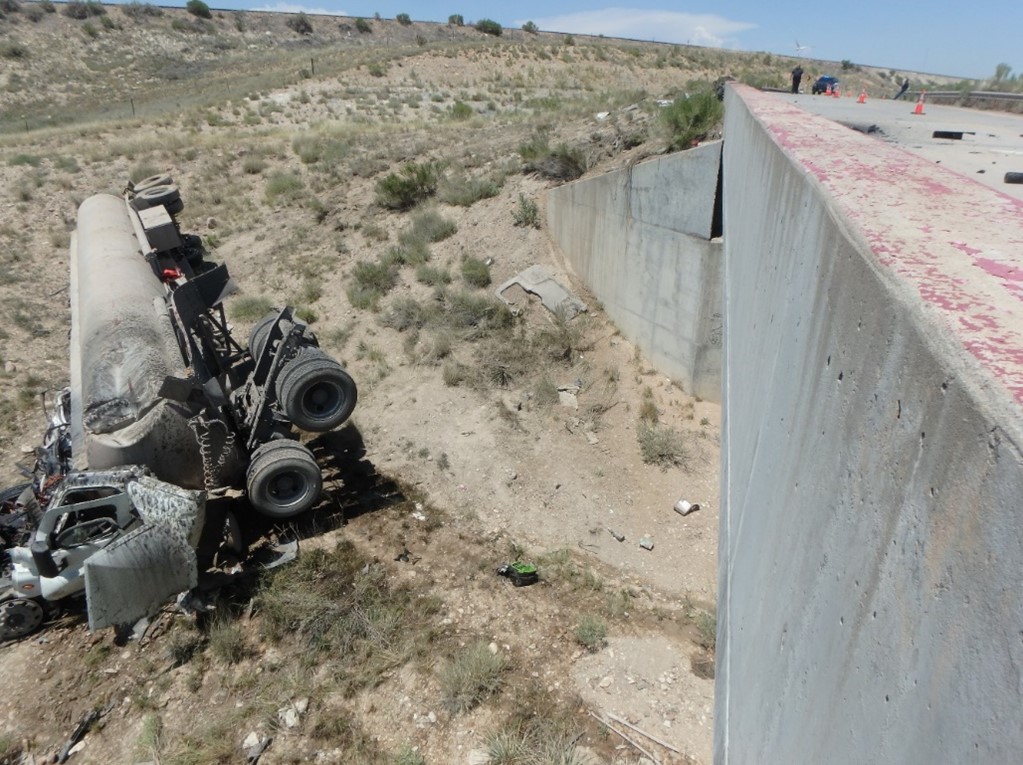 Accident of tipped delivery truck
