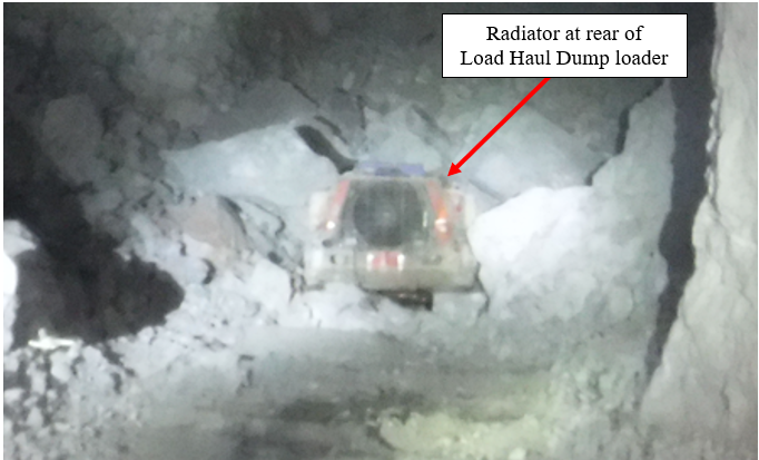 Scene of haul dump loader and cave-in