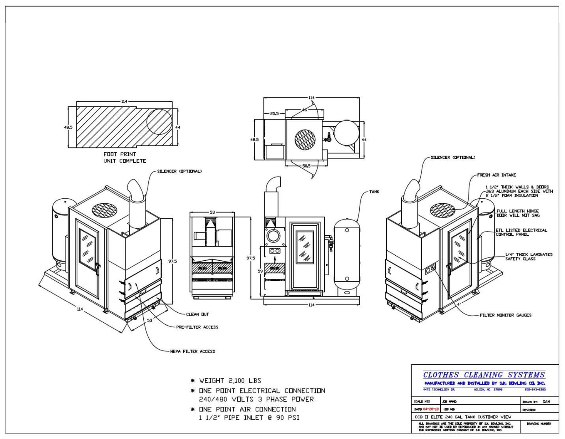 Clothes Cleaning Booth - General Arrangement Drawing