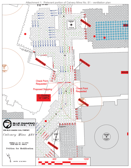 Attachment 1: Ventilation plan relevant portion of Calvary Mine No. 81