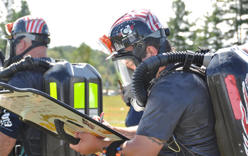 Mine Rescue team training for a mine rescue