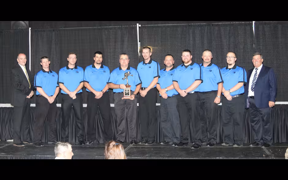 3rd Place Mine Rescue overall - ACI Tygert Valley Leer Mine Blue Team on stage
