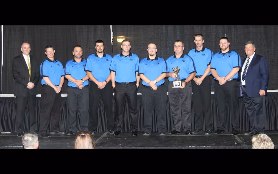 Mine Rescue Day Two Winner - ACI Tygart Valley Leer Mine Blue team on stage