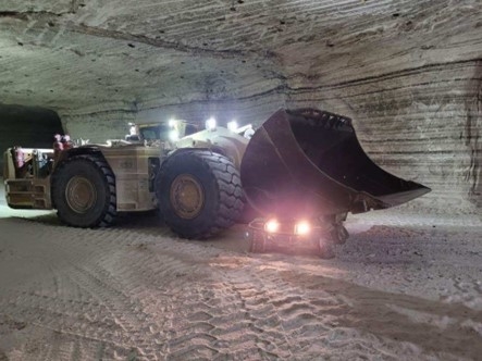 Accident scene where an electrician died when a Load Haul Dump (LHD) loader struck him.
