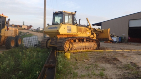 Accident scene where a mine manager died while performing maintenance on a bulldozer. 