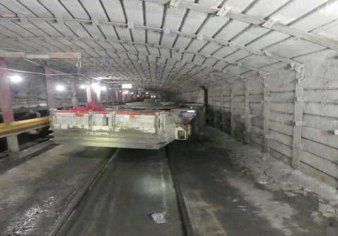 Accident scene where a miner died after a tractor pinned him against the rib.