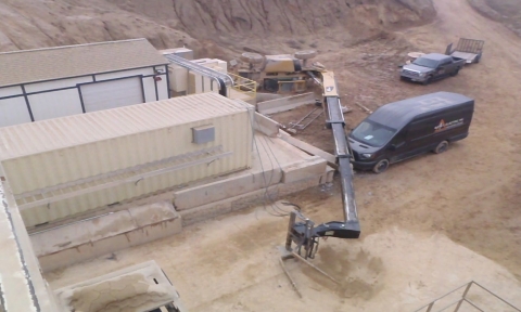 Accident scene where a contractor died while delivering parts to the mine when an all-terrain telehandler pulling cable, tipped over, striking him.