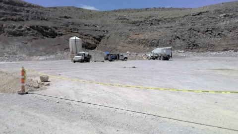 Accident scene where a contractor died when an explosion occurred while he was heating the flights on an auger used to load ammonium nitrate.