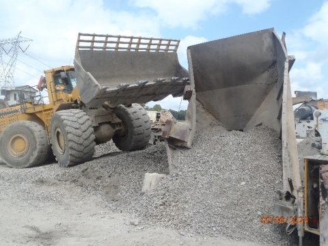 Accident scene where a miner died after entering a hopper to clear an obstruction. 