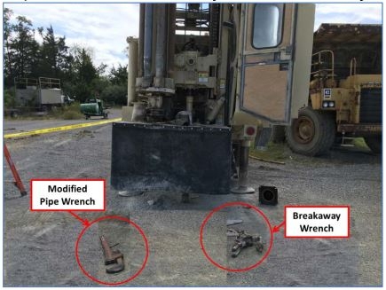 Accident scene where a 52 year old contract drill operator / mechanic, with more than 30 years of experience, was killed at a limestone mine while performing maintenance on a truck-mounted rotary drill.