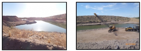 scene of accident 25 feet of water where a miner had been using it to remove material from a pond. Divers attempted to locate the dragline operator, and after two days the dragline was extricated from the pond. The victim was recovered from the engine compartment behind the operator’s cab