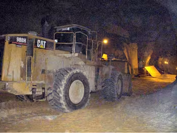 front-end loader at underground industrial sand mine
