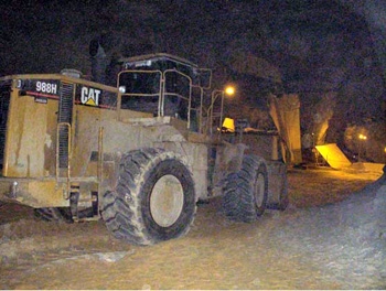 front-end loader at underground industrial sand mine