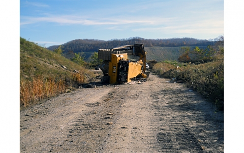overturned bulldozer