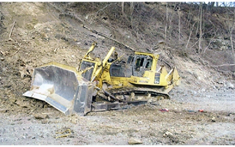 crushed bulldozer