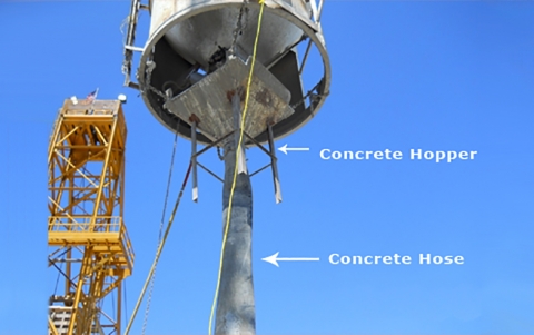 Concrete hopper and hose