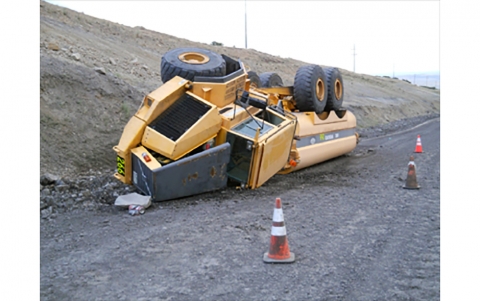 overturned water truck