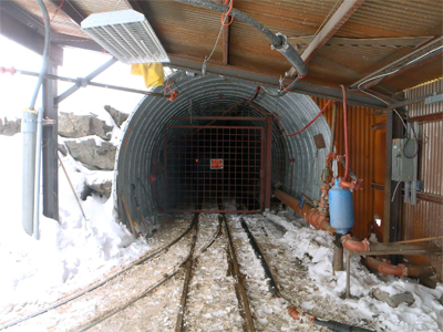 A tunnel entrance to a mine