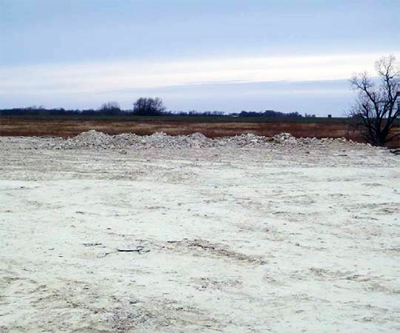 A gravel field that was the site of the blast