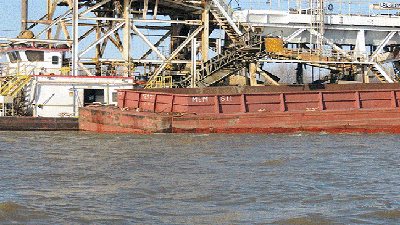 A docked Barge