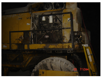A scaler with a removed panel where the victim had been working on the internal hydraulics.