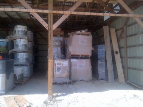 A stack of loaded pallets