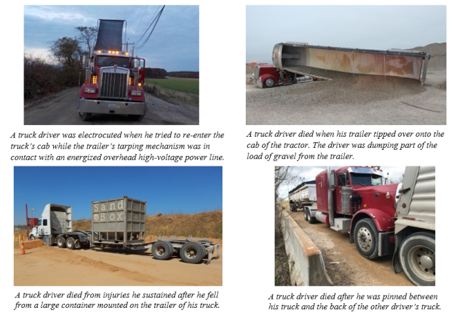 Since 2021, customer truck drivers have been involved in six fatal accidents.  Each picture depicts a certain accident during haulage. 