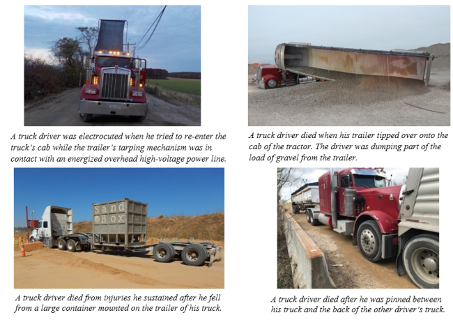 Since 2021, customer truck drivers have been involved in six fatal accidents. Each picture depicts a certain accident during haulage. 