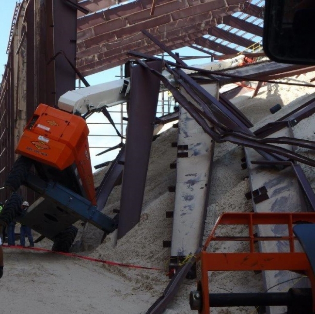 Collapsed building at construction site