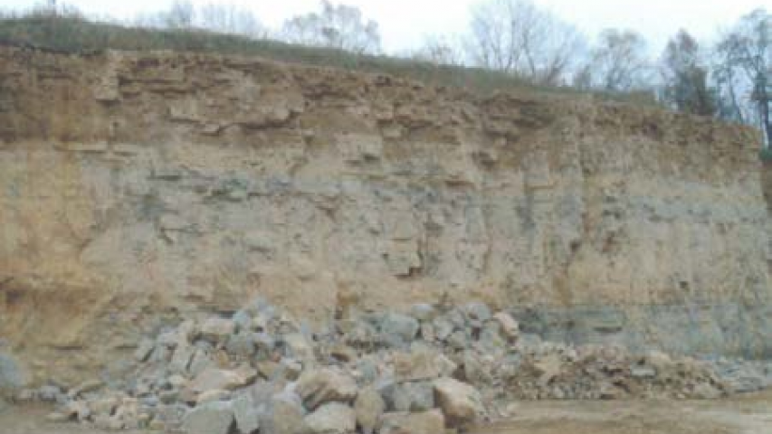 Fallen rocks over side of ride with long drop