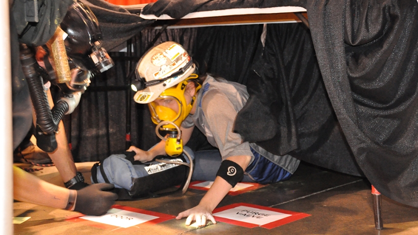 A mock-up of a refuge alternative, an area where a distressed miner can go during an emergency to await help.
