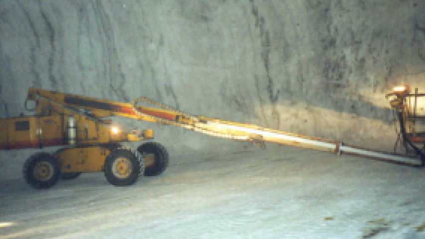 Underground mining equipment at work